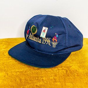 Vintage Atlanta Olympics 1996 Navy Blue Snapback Hat Cap Adult with Pins